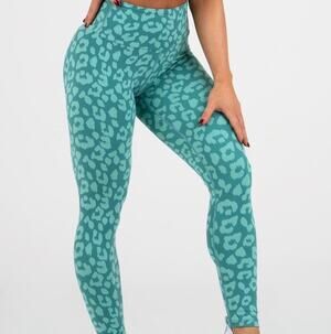 Ryderwear Instinct Scrunch Bum Leggings "Leopard Teal" S Small